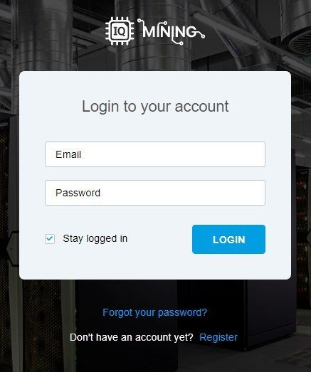 IQ Mining Login Page