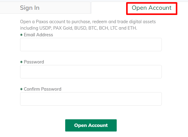 open account with paxos